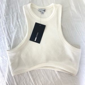 White Fashion Nova cropped halter top